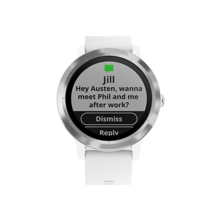 Garmin Vivoactive 3 - Stainless Steel with White Silicone Band