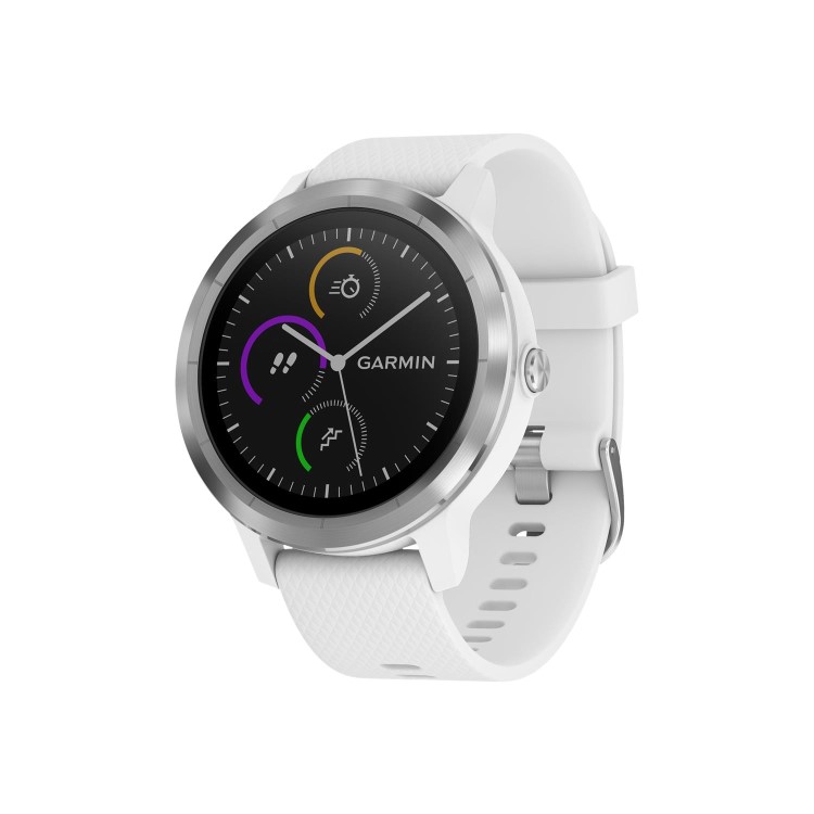 Garmin Vivoactive 3 - Stainless Steel with White Silicone Band