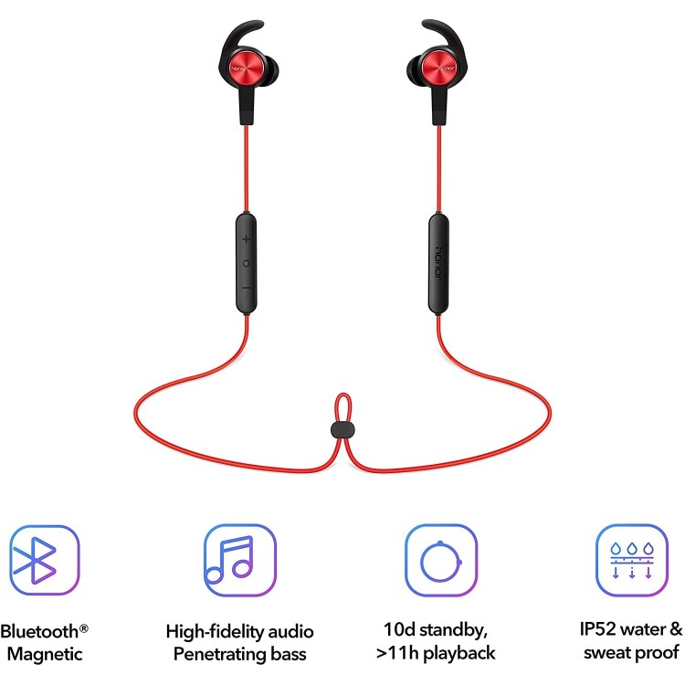 Honor Sports Wireless Bluetooth Earphones - Red