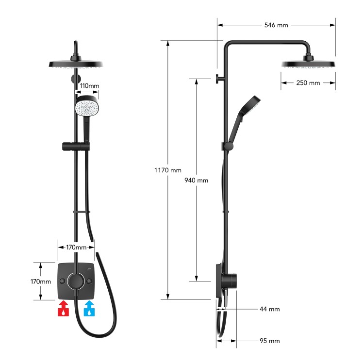 Mira Opero Dual Black Thermostatic Mixer Shower