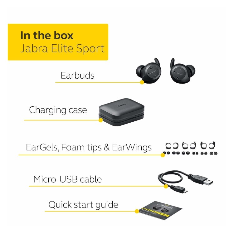 Jabra Elite Sport 75t - True Wireless Earbuds - Black