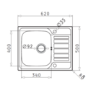 GRADE A2 - Stainless Steel 1 Bowl Compact kitchen Sink 620 x 500mm - Taylor & Moore