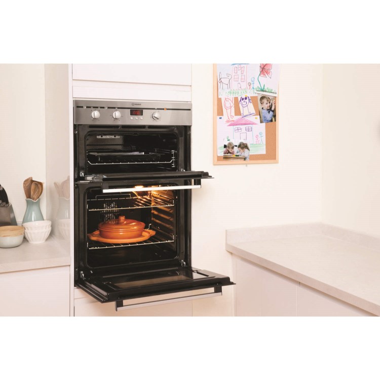 GRADE A1 - As new but box opened - Indesit FIMDE23IXS Multifunction Electric Built-in Double Oven Stainless Steel