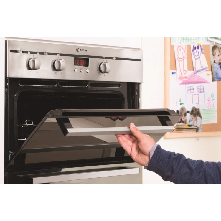 GRADE A1 - As new but box opened - Indesit FIMDE23IXS Multifunction Electric Built-in Double Oven Stainless Steel