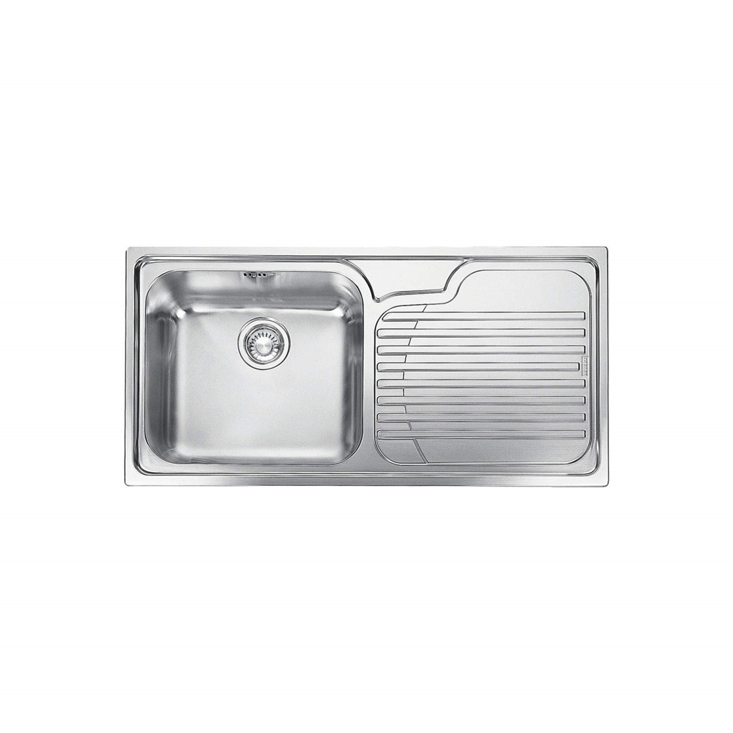 Single Bowl Chrome Stainless Steel Kitchen Sink with Right Hand Drainer - Franke Galassia