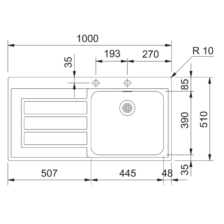 Franke Epos 611 Single Bowl Inset Swiss Edge Stainless Steel Kitchen Sink with Left Hand Drainer
