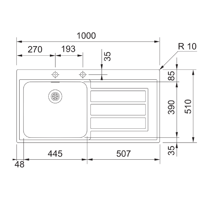 Single Bowl Right Hand Swiss Edge Inset Stainless Steel Kitchen Sink - Franke Epos 611