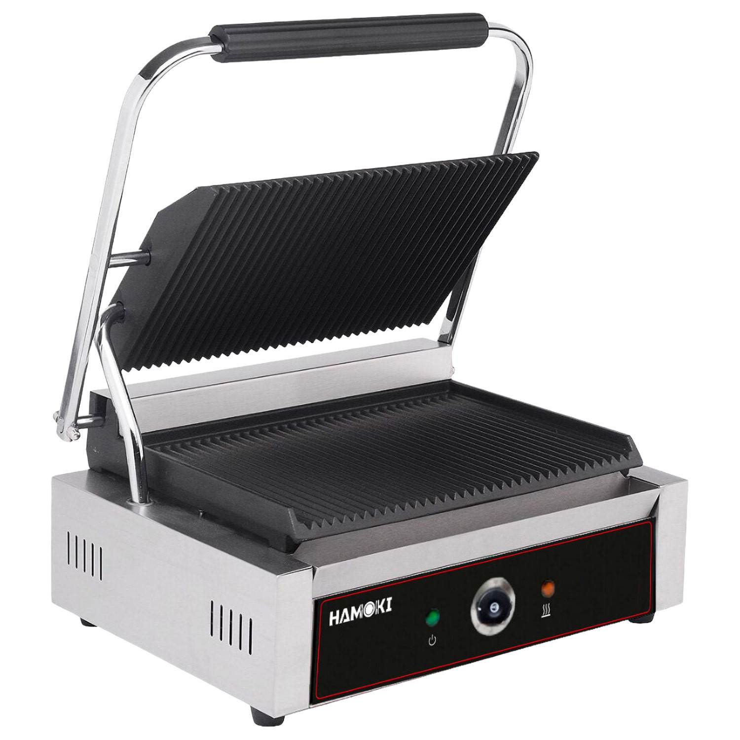Hamoki PG-MA Large Single Contact Grill with Ribbed Top & Bottom Plates