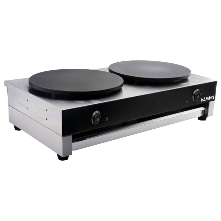 Hamoki CM-2 Twin Crepe Maker 2 x 400mm Diameter Cast Iron Plates 2 x 13 amp Plugs