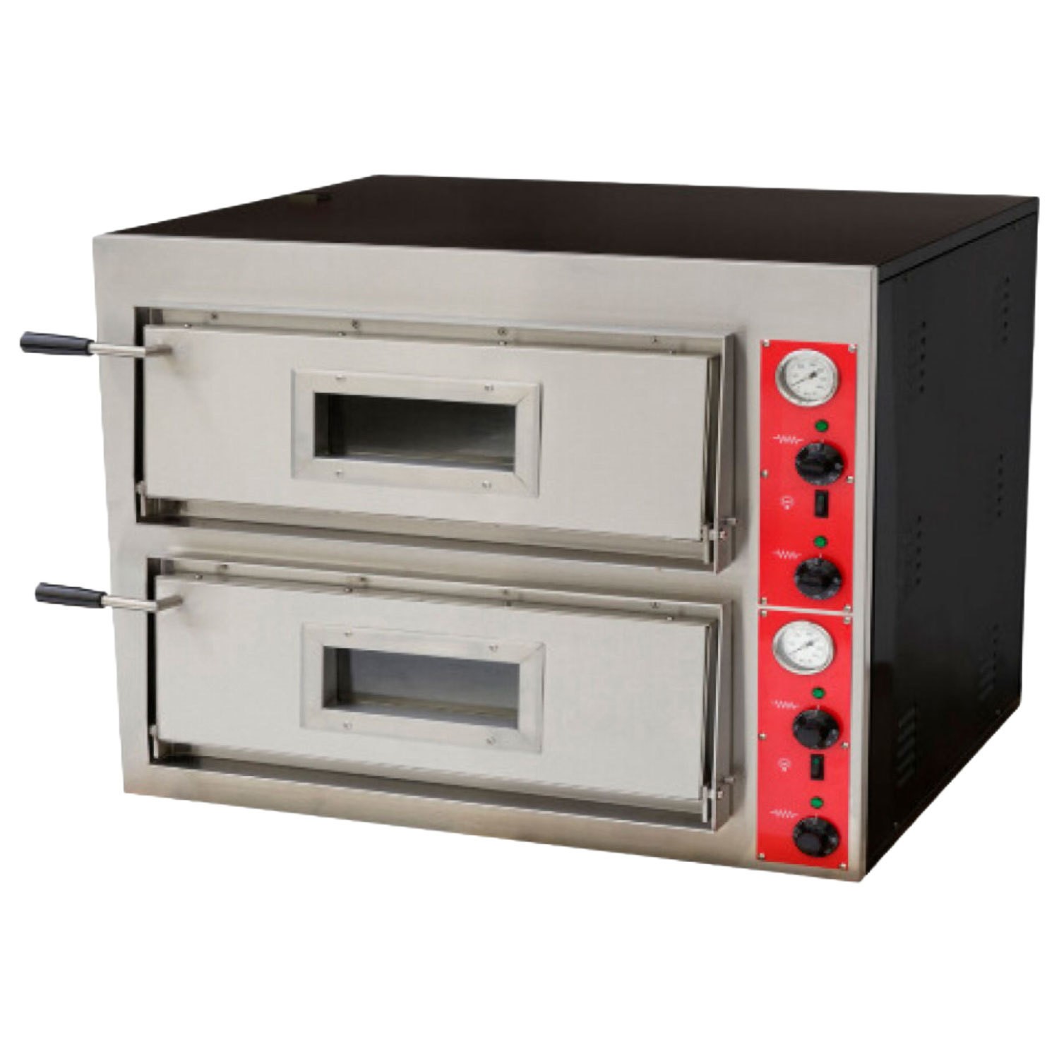 Hamoki PO-4-2 Italian Style Twin Deck Pizza Oven 8 x 14 Pizzas 1 Phase 700mm Decks
