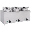 101049 Hamoki Wet Heat Round Pot Bain Marie - 3 x 3.5 Ltr, Plug In