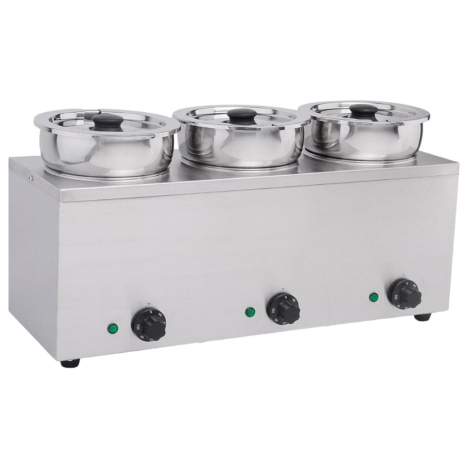 Hamoki Commercial Wet Heat Round Pot Bain Marie 3 X 3.5 Ltr Plug In 101049