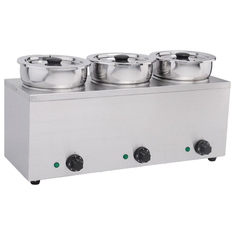Hamoki BMP-4x3 Round Pot Wet Bain Marie 3 x 3.5ltr Pots. 13 Amp Plug In