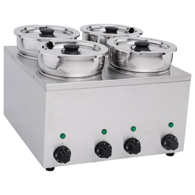 Hamoki BMP-4x4 Round Pot Wet Bain Marie 4 x 3.5ltr Pots. 13 Amp Plug In