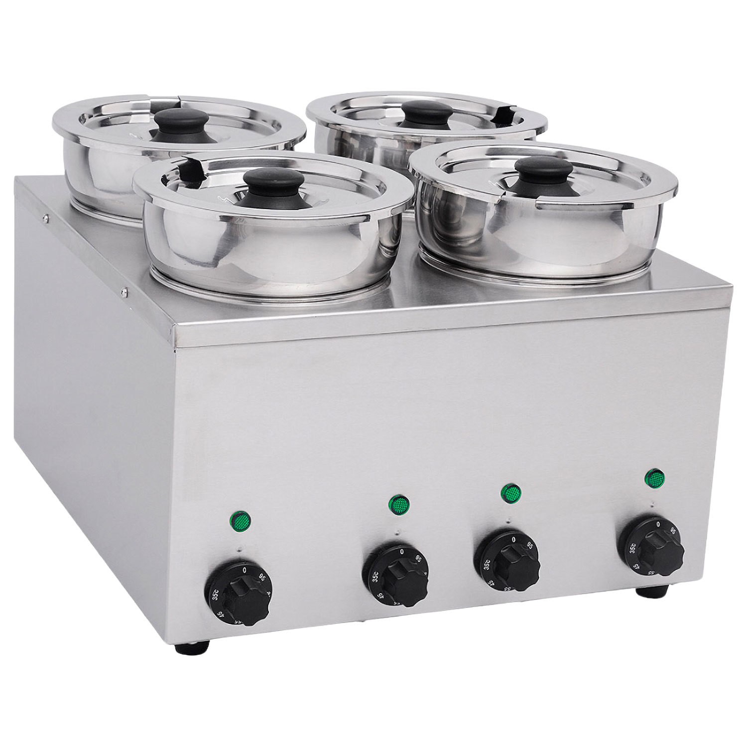 Hamoki Commercial 4 Round Pot Wet Heat Bain Marie 4 X 3.5 Ltr Plug In 101050