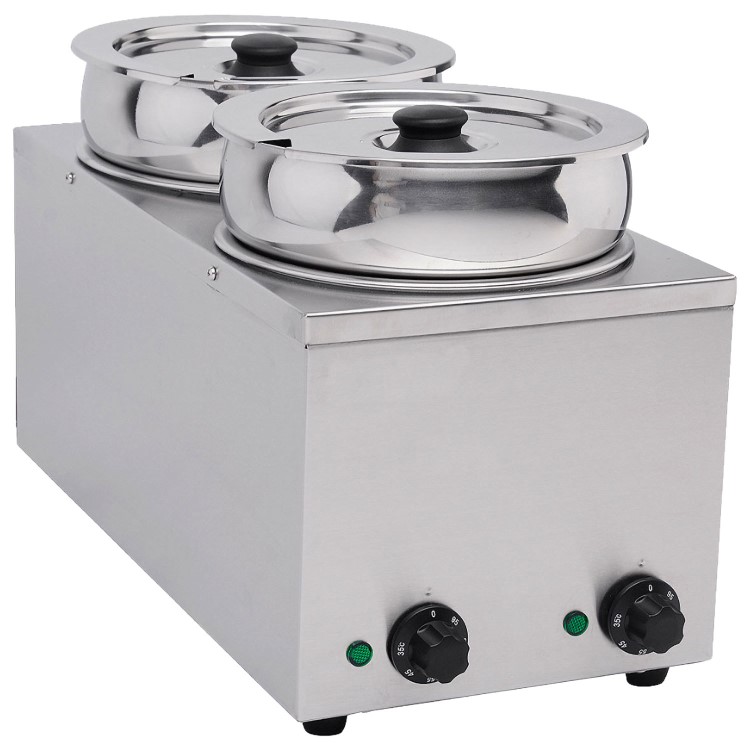 Hamoki BMP-7x2 Round Pot Wet Bain Marie 2 x 6.5ltr Pots. 13 Amp Plug In