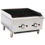 Hamoki ECB-24SX Premium Gas Countertop 2 Burner Charbroiler Dual Controls 60000 Btu/hr