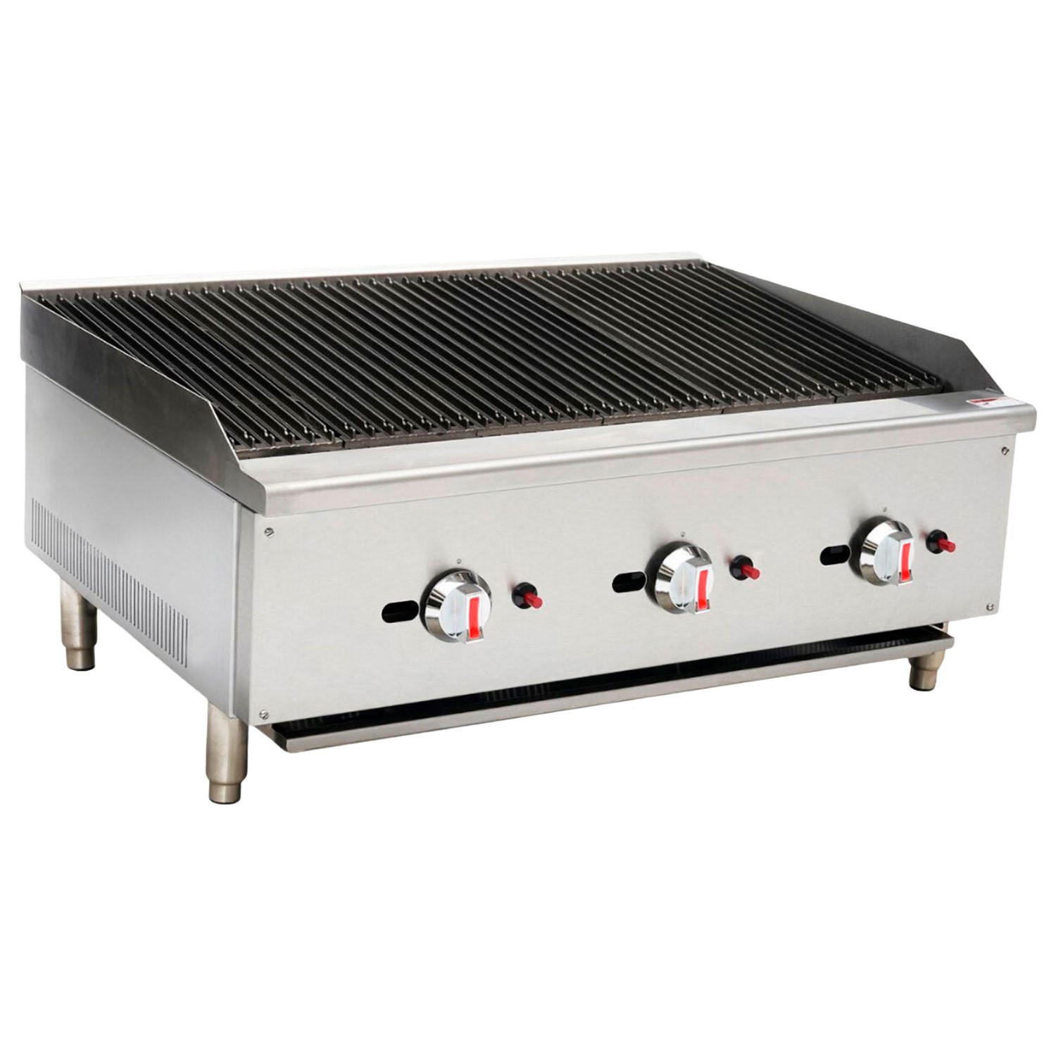 Hamoki Commercial 3 Burner Countertop Gas Chargrill 900Mm Wide Nat Gas Ecb-36Sx 101056