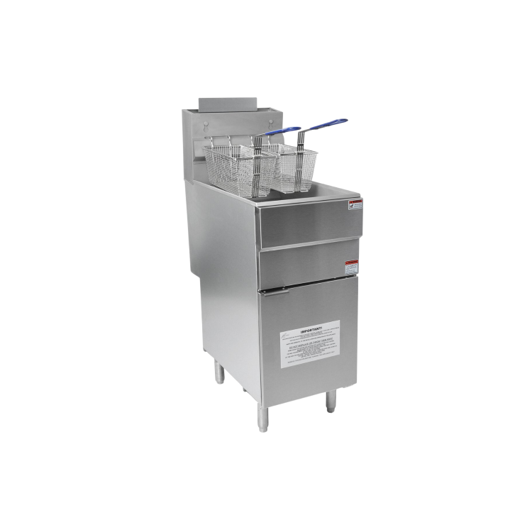 Hamoki GF90 LPG Commercial Gas Fryer Twin Baskets 23ltr Single Tank - 3 Burner 90000 Btu/hr - Freestanding