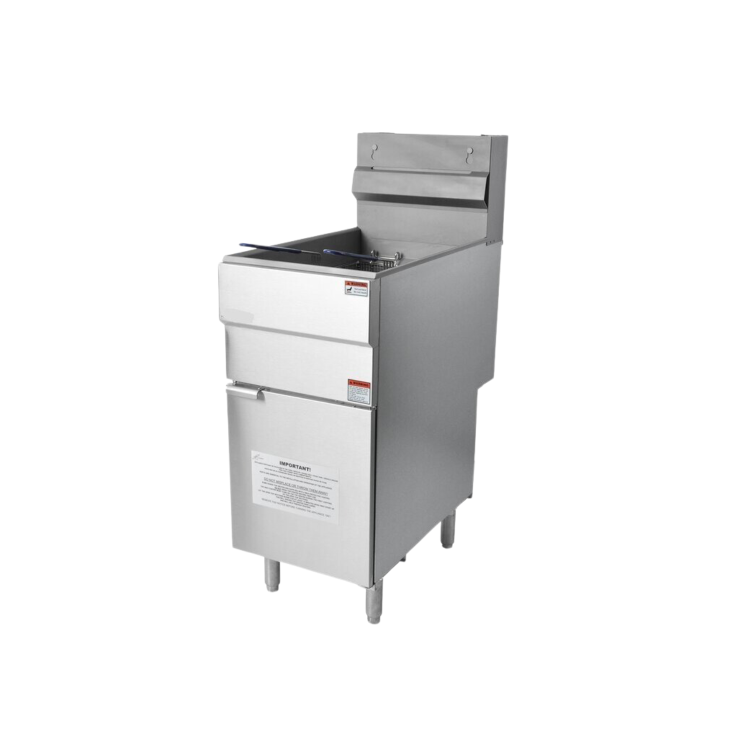 Hamoki GF90 LPG Commercial Gas Fryer Twin Baskets 23ltr Single Tank - 3 Burner 90000 Btu/hr - Freestanding