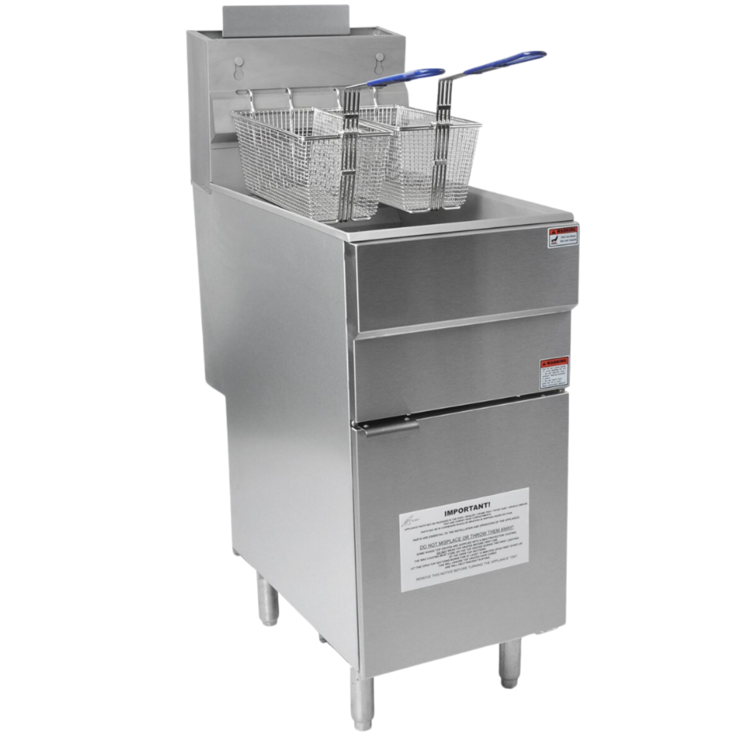 GF90 3 Burner Nat Gas Fryer Single Tank Twin Basket 23 Ltr 90000 BTU
