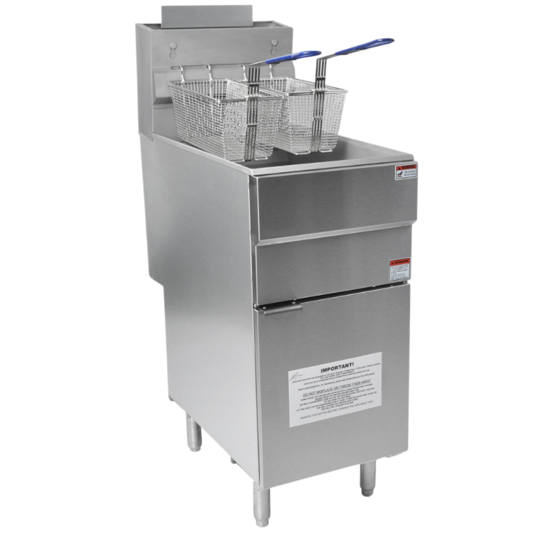 Hamoki GF120 High Power Twin Basket  Natural Gas Commercial Gas Fryer 25ltr - 4 Burners - 120000 Btu/hr Freestanding Single Tank