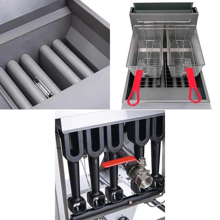 Hamoki GF150-LPG 5 Burner Gas Fryer Single Tank Twin Basket 37 Ltr 150000 BTU