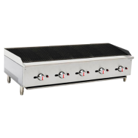 Hamoki ECB-60SX Premium Supersize Gas Countertop 5 Burner Charbroiler Five Controls 150000 Btu/hr