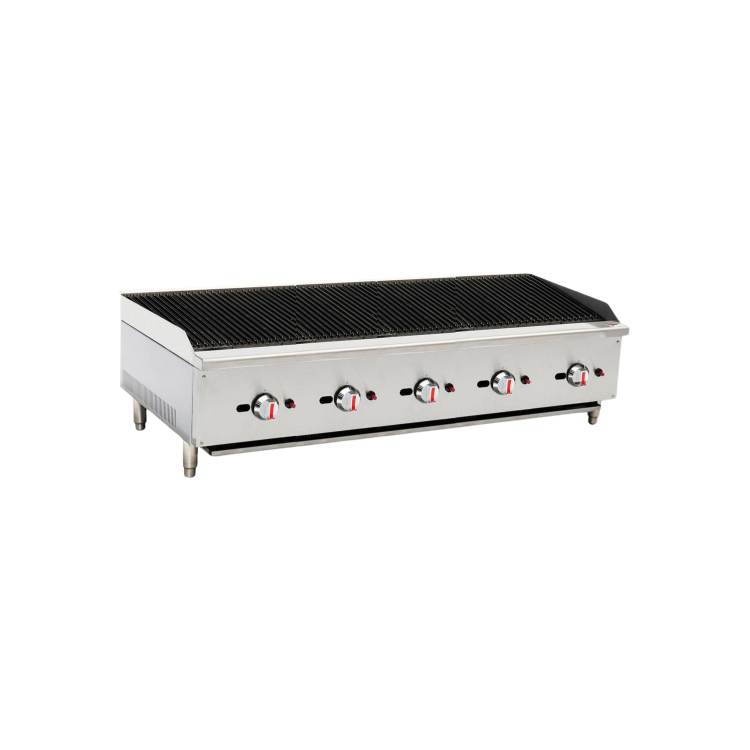 Hamoki ECB-60SX Premium Supersize Gas Countertop 5 Burner Charbroiler Five Controls 150000 Btu/hr