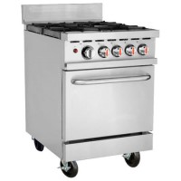 Hamoki HKR-4S Heavy Duty Commercial 4 Burner Natural Gas Range Cooker On Castors Includes LPG Conversion Jets 151000 BTU - 34 kW