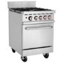 Hamoki HKR-4S Heavy Duty Commercial 4 Burner Natural Gas Range Cooker On Castors Includes LPG Conversion Jets 151000 BTU - 34 kW