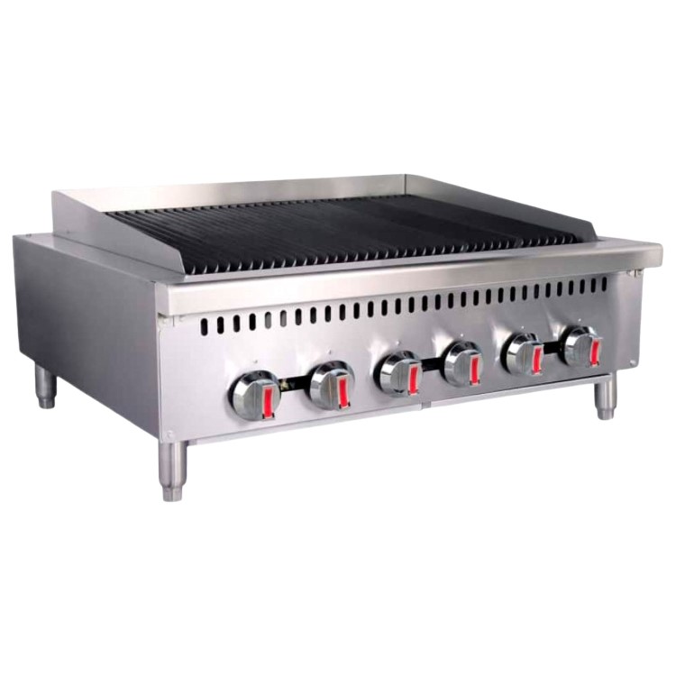 Hamoki GCB-36 Large 6 Burner Heavy Duty Gas Radiant Charbroiler 6 Controls 120000 Btu/hr