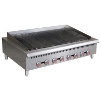 Hamoki GCB-48 Extra Large 8 Burner Heavy Duty Gas Radiant Charbroiler 8 Controls 160000 Btu/hr