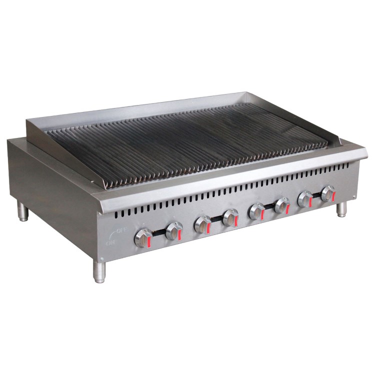 Hamoki GCB-48 Extra Large 8 Burner Heavy Duty Gas Radiant Charbroiler 8 Controls 160000 Btu/hr