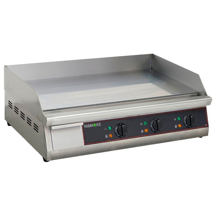 Hamoki GR-760 Heavy Duty Large Flat Electric Griddle 760mm Wide - 3 Zones - Smooth Surface 13 amp 2 x 3kW