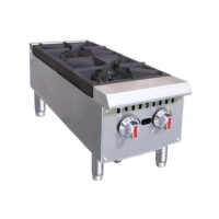 Hamoki GHP-2L Commercial 2 Burner Freestanding Gas Hob - Boiling Top. 60000 BTU/hr. 14.4kW. Natural Gas With FREE LPG Conversion Kit Included. 101101