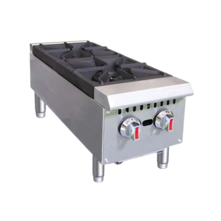 Hamoki GHP-2L Commercial 2 Burner Freestanding Gas Hob - Boiling Top. 60000 BTU/hr. 14.4kW. Natural Gas With FREE LPG Conversion Kit Included. 101101