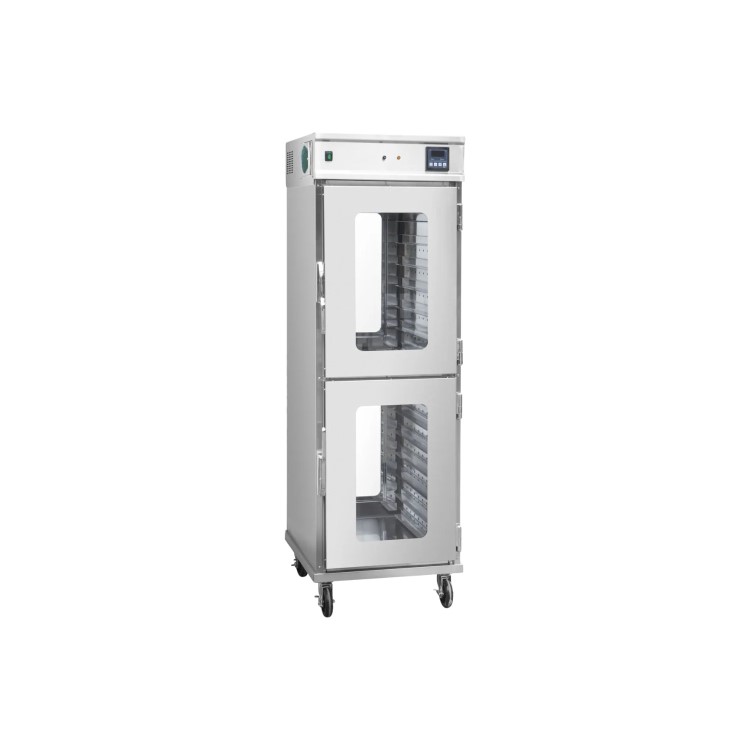 Hamoki Mobile Pass Through Hot Holding Cabinet with Humidity - 2 Tier, 14 Shelves