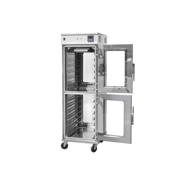Hamoki Mobile Pass Through Hot Holding Cabinet with Humidity - 2 Tier, 14 Shelves