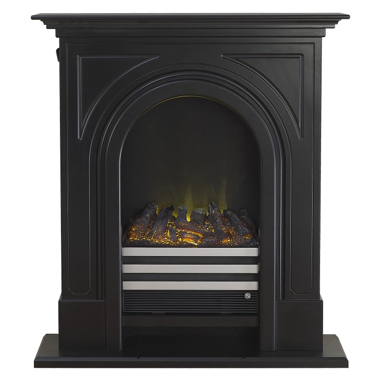Adam Durham Black Cast Effect Electric LED Fireplace Suite