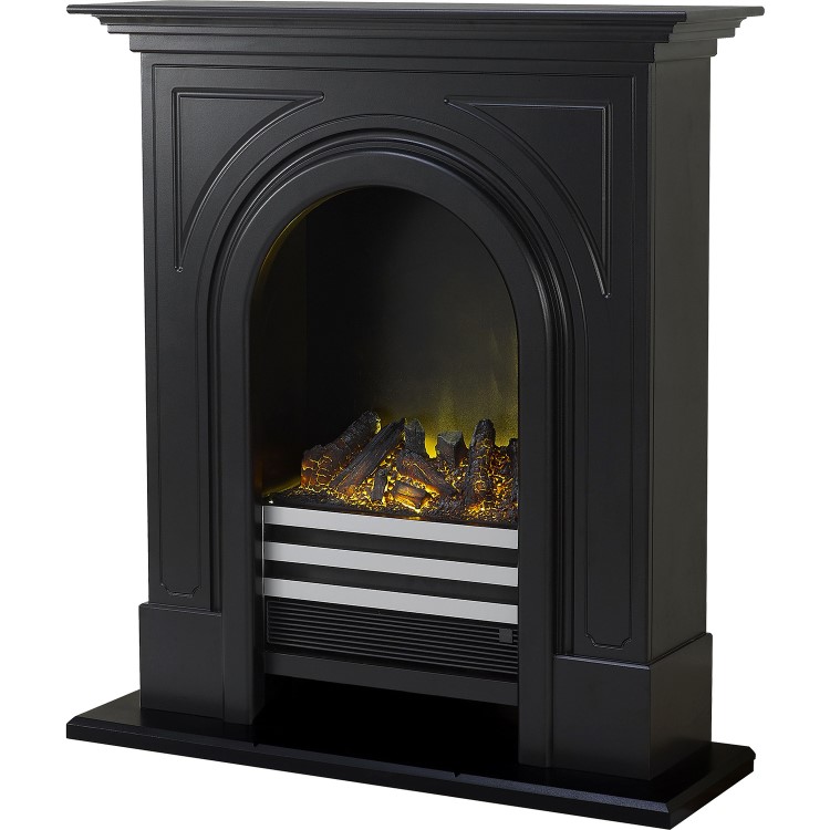 Adam Durham Black Cast Effect Electric LED Fireplace Suite