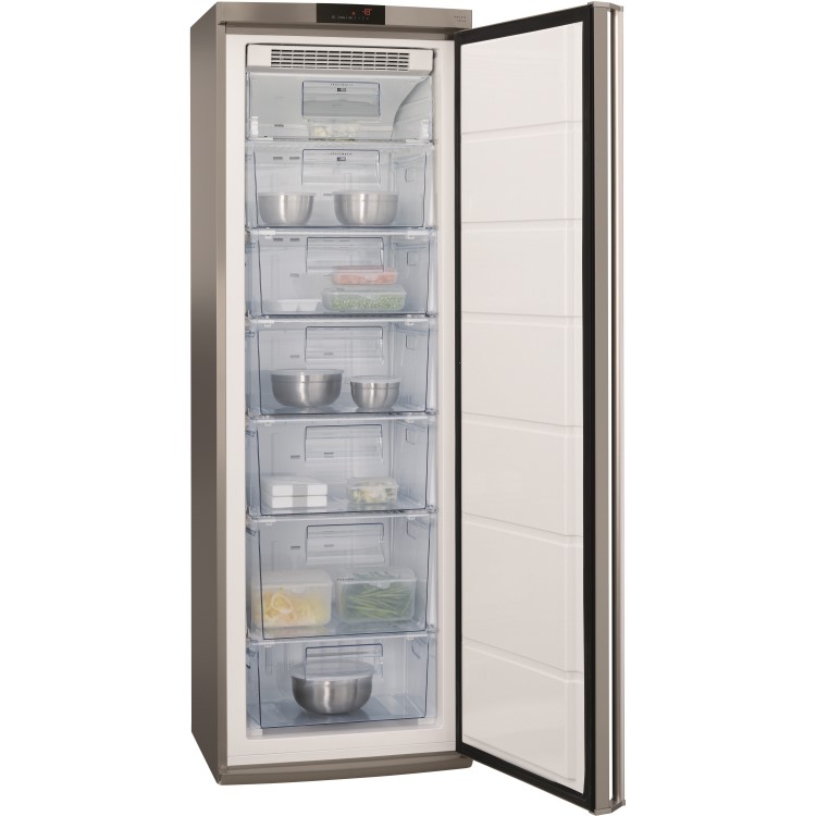 GRADE A2 - Light cosmetic damage - AEG A72710GNX0 1.85m Tall Freestanding Freezer - Silver With Anti-fingerprint Stainless Steel Door