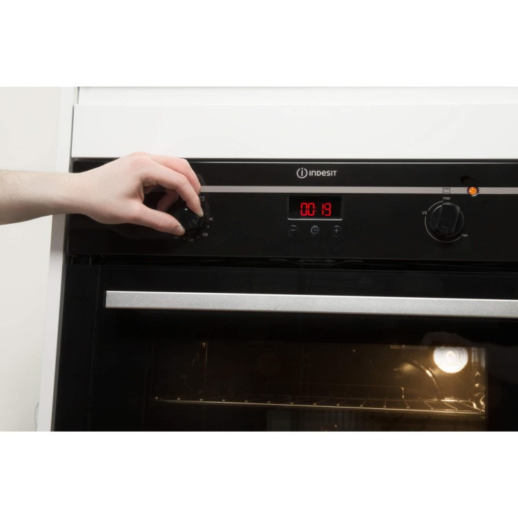 Indesit FIM33KABK Fanned Electric Built In Single Oven With Programmable Timer In Black