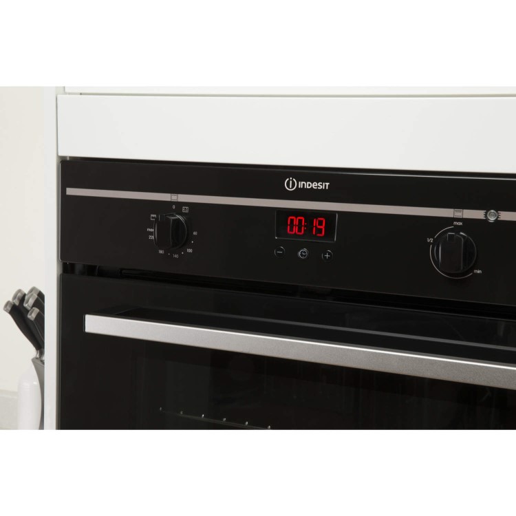Indesit FIM33KABK Fanned Electric Built In Single Oven With Programmable Timer In Black