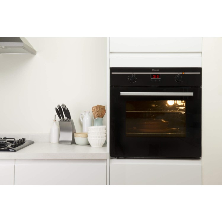 Indesit FIM33KABK Fanned Electric Built In Single Oven With Programmable Timer In Black