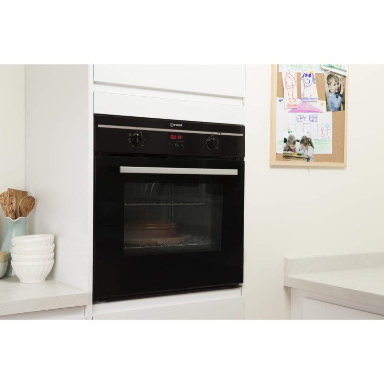 Indesit FIM33KABK Fanned Electric Built In Single Oven With Programmable Timer In Black
