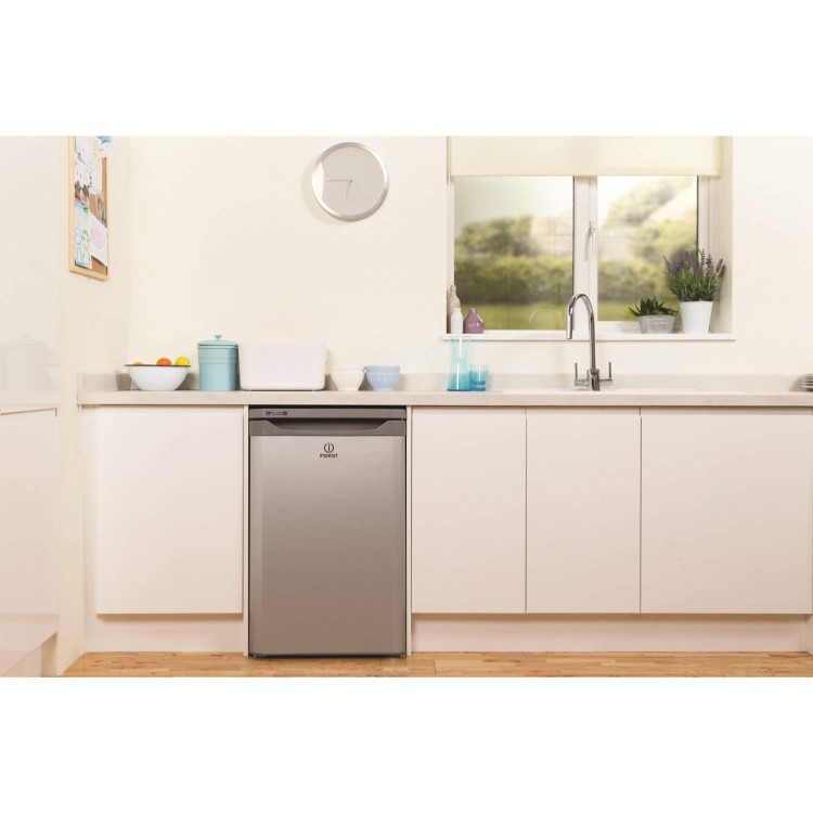 Indesit TLAA10S 55cm Wide Freestanding Under Counter Larder Fridge - Silver