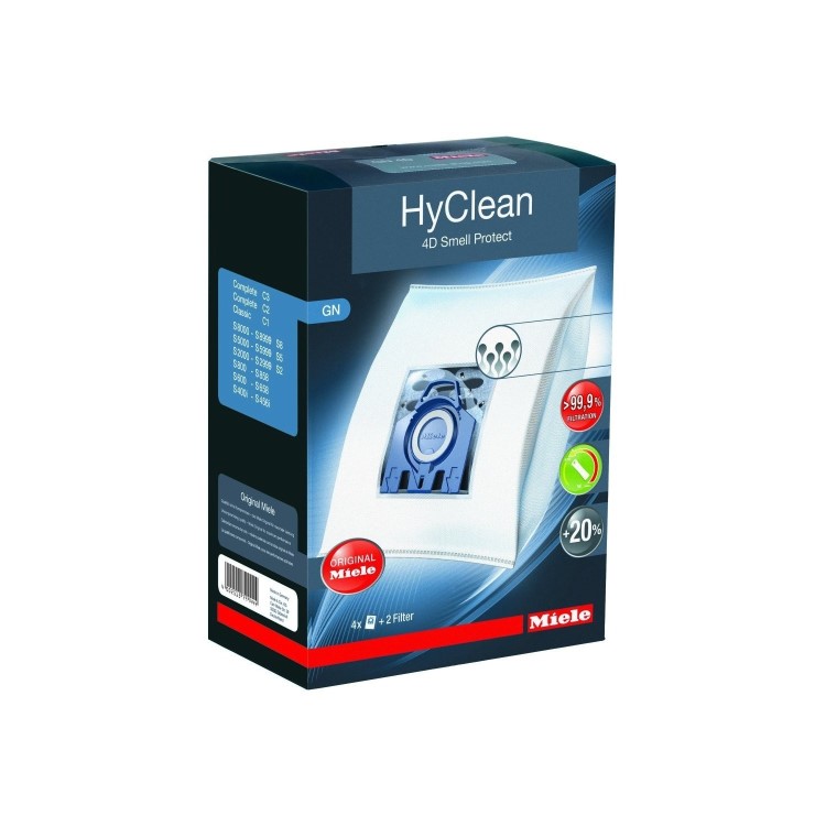 Miele 10592120 4x Hyclean 4D Smell Protect Dustbags With Active Charcoal Granules - 1 Motor Filter -