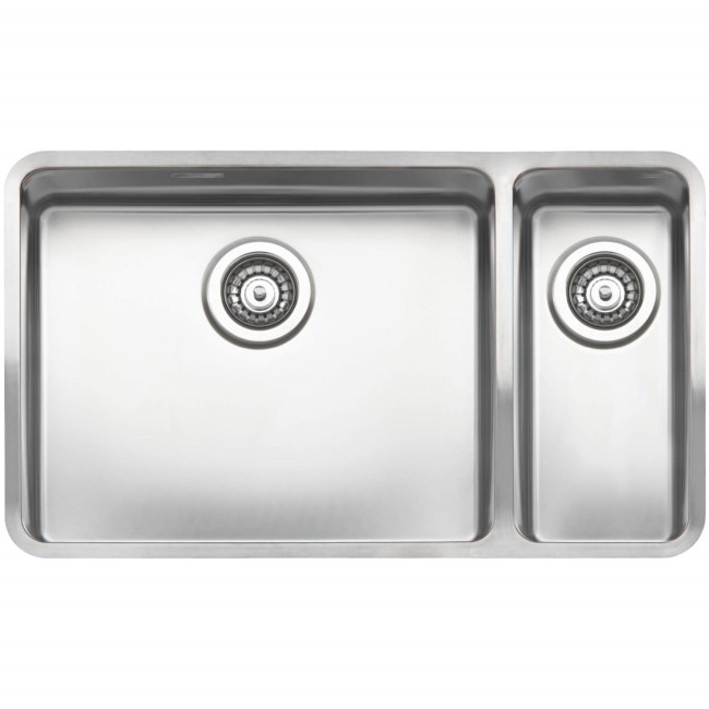 Reginox OHIO50X40+18X40-L Large 1.5 Bowl Integrated Stainless Steel Sink - Right Hand Main Bowl