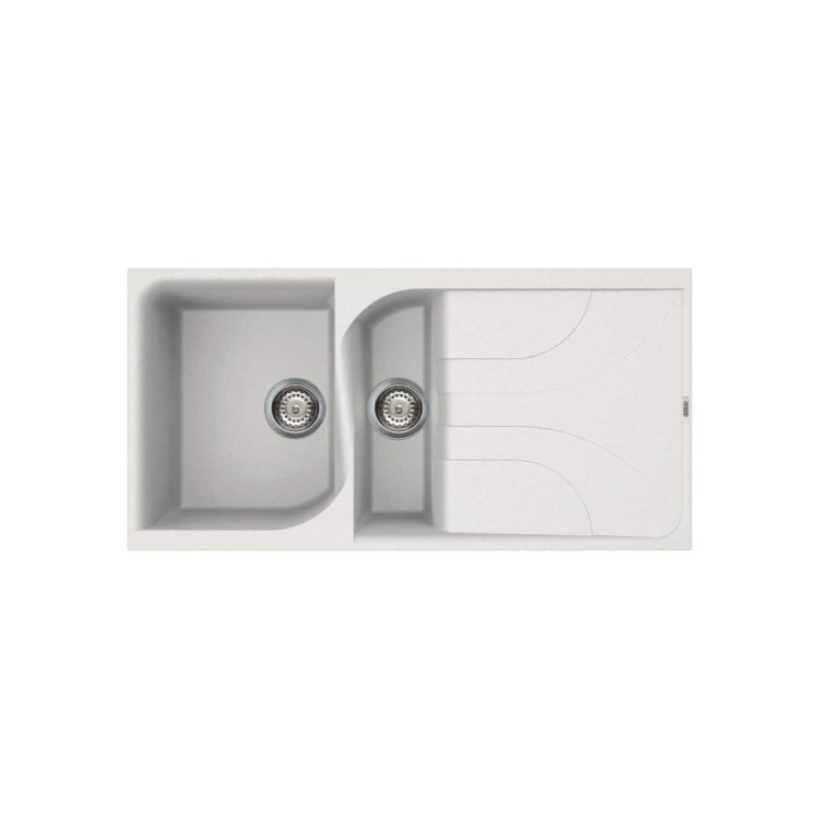 Reginox EGO475W/THAMES EGO475 Reversible 1.5 Bowl White Regi-Granite Composite Sink & Thames Chrome Tap Pack
